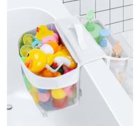 Dreamtop Saddle Shape 2 Compartment Bathtub Toy Storage, Bath Toy Holder for Bathtub, Mesh Bath Toy Organizer with Zipper for Drying Toys and Storage