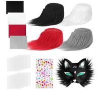 Dreamtop Therian Kit, Cat Mask Kit with 4PCS Therian Fur, DIY Therian Mask Making Kit Includes Self-Adhesive Felt Sheet, Gem Stickers, Eye Meshes for Creative DIY Animal Costumes & Cosplay