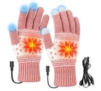 Dreamtop USB Heated Gloves for Men Women - Black USB Knitted Heating Gloves, Washable Hand Warmers Laptop Mittens, Full Finger Gloves for Winter