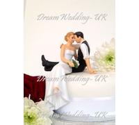 DreamWedding-UK Bride and Groom Humorous Cake Topper Sitting/Standing Unusual Funny Couple for Wedding Celebrations, Artificial Resin, Number 50, 5 x 12 x 12 cm