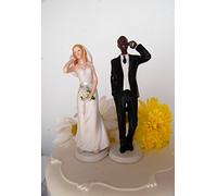 DreamWedding-UK Dark Skin African/Caribbean Bride and Groom Wedding Cake Toppers, Artificial Resin, Black/White, 5 x 12 x 12 cm