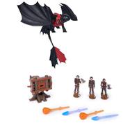 Dreamworks Dragons, Trial of Flame, Blazing Battles Toothless Cannon Blast Playset, Dragon Figure Playset with 3 Cardboard Viking Figures for Ages 4 and up