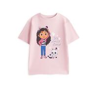 DREAMWORKS GABBY'S DOLLHOUSE Gabby's Dollhouse Pandy Paws Pink Graphic Tee | Its Meow Time Short Sleeve Top | Girls Cartoon Character T-Shirt | Gabbys Dollhouse Merch - 5-6 Years