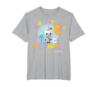 DreamWorks Gabby's Dollhouse Happy 6th Birthday T-Shirt, Men's Big and Tall, Heather Grey, 2X Tall