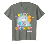 DreamWorks Gabby's Dollhouse Happy 6th Birthday T-Shirt, Youth, Olive Heather, X-Small