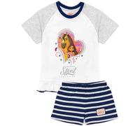 DreamWorks Girl's Spirit Character Placement Print Short Sleeve Short Leg in Grey | Size: 7-8 Years DreamWorks Grey 7-8 Years