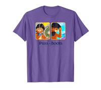 DreamWorks Puss in Boots: The Last Wish Double Panel Logo T-Shirt, Men, Purple Heather, Small