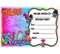 Dreamworks Trolls Birthday Party Invites - Landscape Frame Design - party decorations / Accessories (Pack of 12 A5 Invitations With Envelopes)