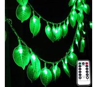 Dreamworth Green Leaf String Lights,8Ft /2.5M 20LEDs Battery Operated Green Leaf Fairy Lights with Remote Controller,Perfect for Christmas Bedroom and Decoration Courtyard Park Lighting