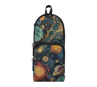 Dreamy and Colorful Starry Sky Nylon 3 Compartments Big Pencil Bag Multi-purpose and aesthetic Pencil Cases For Girls Stationery Bag for Teen Elementary 1600ml