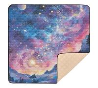 Dreamy and Colorful Starry Sky Soft Padded Baby Playmat for Floor 1-Piecing Tummy Time & Crawling Mat for Baby Kids Toddlers Infants, 50'' x 50''