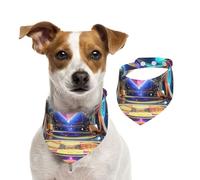 Dreamy and Psychedelic Anime Pet Scarf Dog Bandanas Spring Summer Soft Cotton Puppy Scarfs Adjustable Accessories for Small Medium Large Girl Boy Pup Large