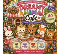 Dreamy Animal Café Vol.2: Cute & Relaxing Coloring Book for Kids, Teens & Adults: Magical Garden Adventures with Adorable Animal Friends, Flowers, Tea ... Treats | 50 Cute and Relaxing Coloring Pages