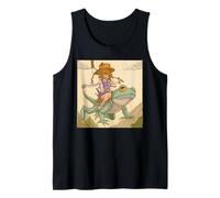 Dreamy Anime Girl and Frog Tee - Whimsical Kawaii Frogcore Tank Top