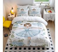 Dreamy Ballet Princess Printed Duvet Cover Set, Whimsical Bedding for Girls' Fairy Tale Bedroom, 3pcs Soft Breathable (05,Single + 50 x 75cm x2)
