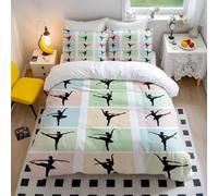 Dreamy Ballet Princess Printed Duvet Cover Set, Whimsical Bedding for Girls' Fairy Tale Bedroom, 3pcs Soft Breathable (03,Single + 50 x 75cm x2)