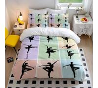 Dreamy Ballet Princess Printed Duvet Cover Set, Whimsical Bedding for Girls' Fairy Tale Bedroom, 3pcs Soft Breathable (04,Single + 50 x 75cm x2)