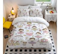 Dreamy Ballet Princess Printed Duvet Cover Set, Whimsical Bedding for Girls' Fairy Tale Bedroom, 3pcs Soft Breathable (01,Single + 80 x 80cm x2)