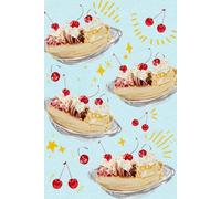 Dreamy Banana Split Dotted Notebook - 80 pages A5 size journal: Strawberry, Vanilla and Chocolate Ice cream cherry on top hand-drawn illustration