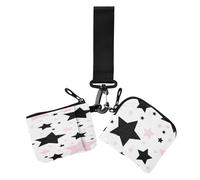 Dreamy Black and Peach Stars Women's Coin Purses Card Cases Cute Fashion Credit Card Wallet Organizer with Zipper Coin Pocket for Work 2 Packs billeteras para, Dreamy black and peach stars, Modern