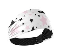 Dreamy Black and Pink Stars Cooling hair headbands for women Elastic hair bands for Athletic Sports make up Daily use accesorios para el cabello de mujeres