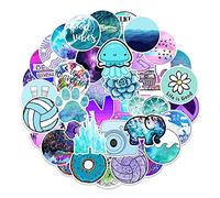 Dreamy Blue Purple VSCO Vinyl Stickers, 100 PCS Waterproof Illustrated Pattern Decals for Laptops, Scrapbooking, Journals, Notebooks, Water Bottles, Suitcases, Phones & DIY Decor