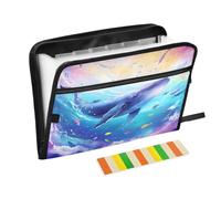 Dreamy Blue Whale Expanding File Folder A4,13 Pockets File Organiser, Paperwork A4 Plastic Wallet Document Storage Expander for School,Office and Home