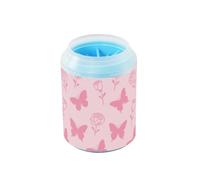 Dreamy Butterfly Pink Rose Flower Reusable Paw Cleaner with Soft Silicone Brush Pets Grooming Supplies for Small Medium Dogs and Cats limpiador de patas para perro