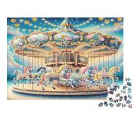 Dreamy Carousel 1000 Pieces Jigsaw Puzzle for Adults Thick Paper Brain Training Decorative Carousel Puzzle Social Gift 52x38cm/1000pcs