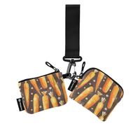 Dreamy Carrots Flowers Dual Coin Purse Credit Card Holder Wallet Large Capacity Women Credit Card Case Coin Purse with Wristle Strap for Ladies Girls 2 Pcs, Dreamy Carrots Flowers, One Size