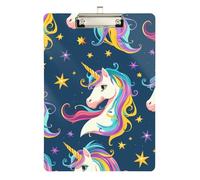 Dreamy Cartoon Unicorns Contractor clipboard Plastic Plastic for Teacher Portfolio clipboard Size 9 x 12 Silver