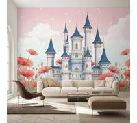 Dreamy Castle Wallpaper for Living Room, Princess Fairytale Castle Wall Mural, Non-Woven Photo Wallpaper for Bedroom, Home Decor Wall Paper 200 x 140 cm (W x H) Y&W28
