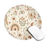 Dreamy Catcher Small Mouse Pad, Bohemian Nature-Inspired Rainbow Eye Spring Earthy Green Round Rubber Washable Portable Travel Mousepad Desk Accessories for Gaming Computer Laptop Round 8x8 Inch