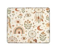 Dreamy Catcher Small Mouse Pad, Bohemian Nature-Inspired Rainbow Eye Spring Earthy Green Square Rubber Smooth Aesthetic Desk Mousepads Desk Accessories for Gaming Computer Laptop Square 8x10 Inch