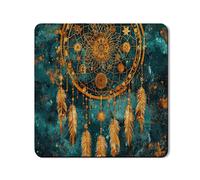 Dreamy Catcher Washer Dryer Top Protector Mat, Bohemian Copper Gold Dream Catcher Laundry Dust Covers, Artistic Rubber Anti-slip Waterproof Washer And Dryer Mats for Laundry Room 24x24 Inch
