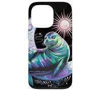 Dreamy Celestial Lion Seal Lounging on a Crescent Moon Case for iPhone 13 Pro
