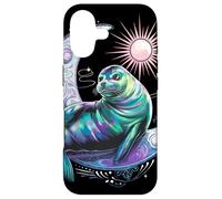 Dreamy Celestial Lion Seal Lounging on a Crescent Moon Case for iPhone 17