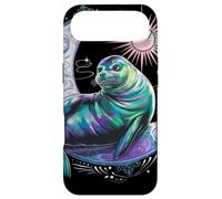 Dreamy Celestial Lion Seal Lounging on a Crescent Moon Case for iPhone Air