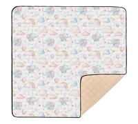 Dreamy Childish Cute Elephants Large Non-Slip Baby Gym & Activity Mat for Floor Waterproof Playroom Activity Mat for Baby Kids Toddlers Infants, 50'' x 50''