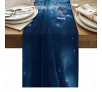 Dreamy Clouds Table Runner 13 x 90 Inch, Star Sea Sky Horizon Blue Romantic Washable Cotton Linen Dining Table Runner Tabletop Decorations for Restaurant Home Kitchen Party