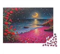 Dreamy Coast Crescent Moon 1000 Piece Jigsaw Puzzle Paper for Adults Romantic Night Seaside Relaxing Home Decor 70x50cm/1000pcs