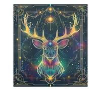 Dreamy Color Tarot Deer Decorative cover for dishwasher reusable fridge covers magnetic holiday decor Cubierta magnética de la puerta 23x26in
