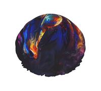 Dreamy colored rhinoceros Reusable shower cap - double-layer waterproof, elastic, environmentally friendly daily use shower cap
