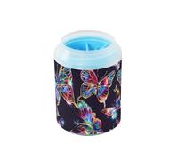 Dreamy Colorful Butterflies Black Background Reusable Pet Foot Paws Washer Soft Silicone Brush Pets Grooming Supplies Suitable for Small, Medium, Large Breed Dogs