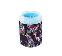 Dreamy Colorful Butterflies Black Reusable Paw Cleaner with Soft Massage Brush Pets Bathing Brush for Cats Dogs