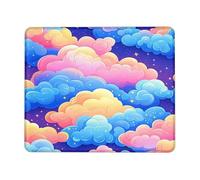 Dreamy Colorful Clouds Mouse Pad, Pastel Peach Blue Puffy Sky Design, Non-Slip Rubber Mousepad for Home Office Gaming and Study Square 8x10 Inch