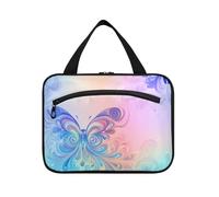 Dreamy Colorful Vivid Butterfly Hanging Travel Toiletry Bag for Women with Hook, Designer Essentials Skincare Bag for Travelers Hotel bolsas para maquillaje de Mujer L