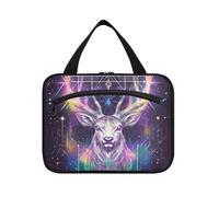 Dreamy Colors Tarot Deer Hanging Mens Toiletry Travel Bag with Hook, Designer Essentials Makeup Organizer Bag for Women Traveling Toilet bolso de Mano para Hombre L