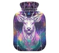 Dreamy Colors Tarot Deer hot Bottle Water Bag with Soft Cover, 1L hot Water Bag for Neck and Shoulder Pain Relief, Sore Muscle, Bolsa para agua Caliente