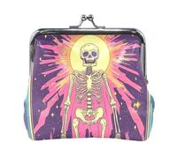Dreamy Colors Tarot Mexican Skeleton Fashion Women's Small Leather Coin Purse Wallet Convenient Makeup Bag Change Purse for Girls Women Ladies monedero chico para monedas